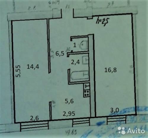 2-к квартира, 46.7 м², 2/2 эт. 