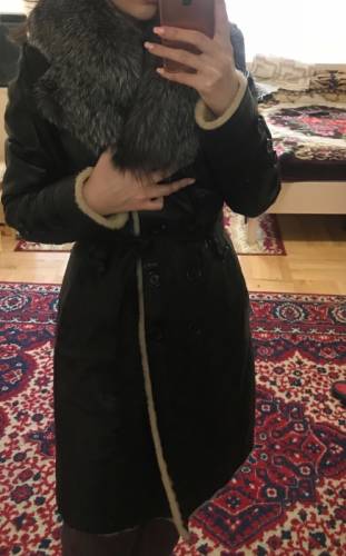 Продам женскую дубленку из овчины, воротник чернобурка 