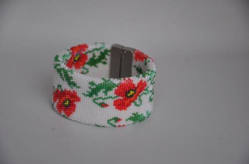 Продам браслет женский Маки из ювелирного японского  бисера.