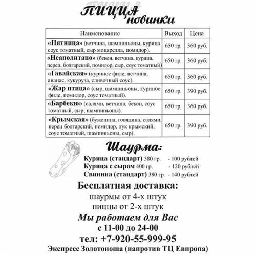 Пицца. Доставка пиццы Губкин