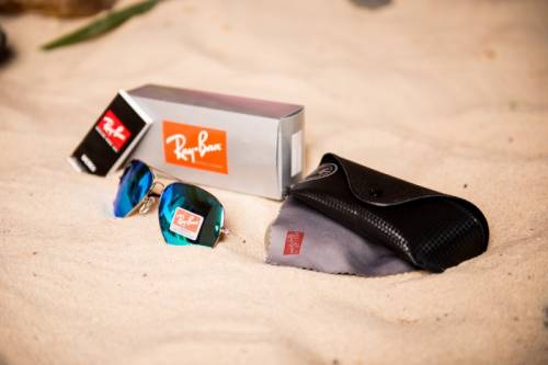 Очки Ray ban. Зеленые в золотой оправе