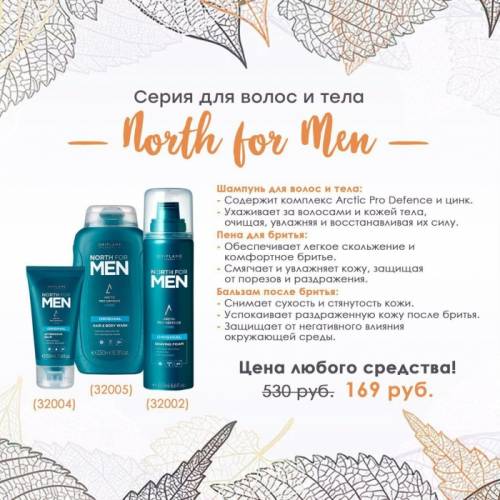 Серия North for men средства для волос и тела 