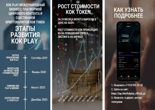 Kok Play международный бизнес с собстветнной криптовалютой KOK токен