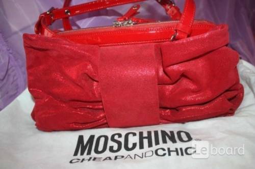 Сумка moschino италия красная замша натуральная лазерная лак кожа бант принт диз