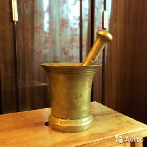 Антикварная латунная ступка