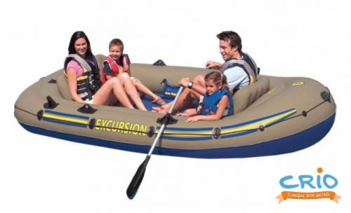 Продам не дорого 4 местную отличную  надувную лодку Intex Excursion-4