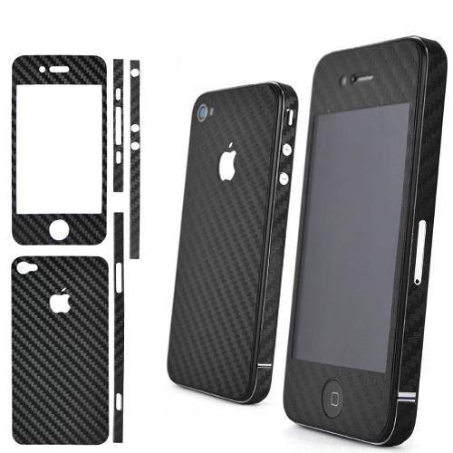 Карбоновая наклейка на iphone 4S На все стороны (черная)