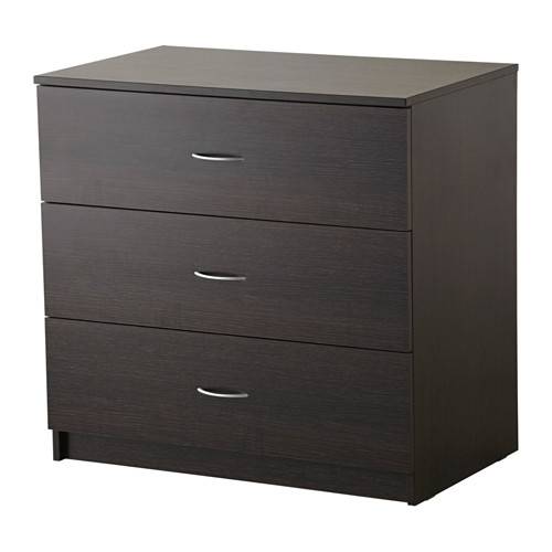 Комод IKEA с 3 ящиками, черно-коричневый